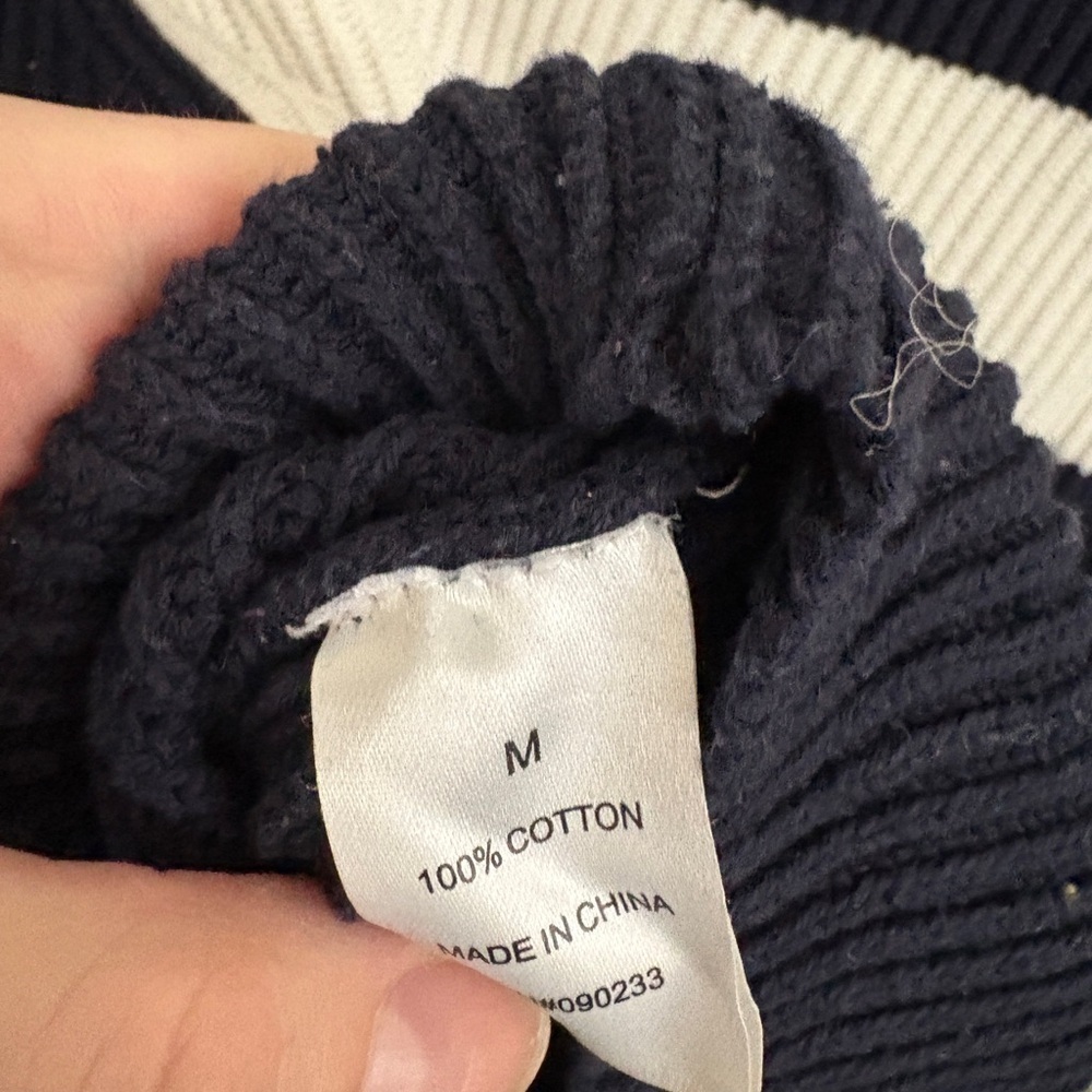 LA Hearts 100% Cotton Knit Striped Sweater in Navy - Picture 5 of 5